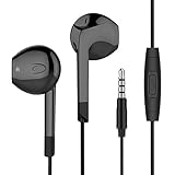 in Ear Earbuds Microphone, Mijiaer E6 Headphones Stereo Bass Earphones Remote Control Compatible iOS, Android, MP3, MP4. (Black)