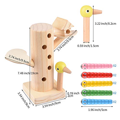 FORMIZON Montessori Spielzeug, Magnetischer Specht Raupen Fangen Spiel Magnetisches Kinderspiel, Lernspielzeug für… – Bild 3