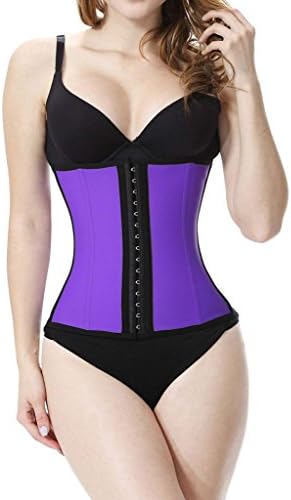 Fxford Women's Sports Latex Waist Trainer Underbust Corset for Weight loss waist cincher Body Shapewear, FX110201 (Purple, XL)