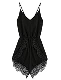 OURS Women Strap Sleeveless Lace Chiffon Jumpsuit Rompers Playsuit