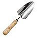 Cate’s Garden Hand Trowel - Dig, Shovel and Plant - Heavy Duty Stainless Steel Garden Spade Tool, Smooth Vintage-Style Natural Ash Wood Handle and Leather Strap