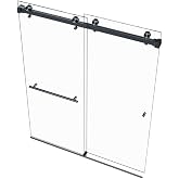 Eurotech Showers VITRA-200 56.5-59" W x 78" H Frameless Shower Door, Double Sliding with 3/8" Clear Tempered Glass (Matte Black)
