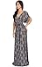 KOH KOH Womens V-Neck Short Sleeve Summer Casual Cute Boho Print Gown Maxi Dress