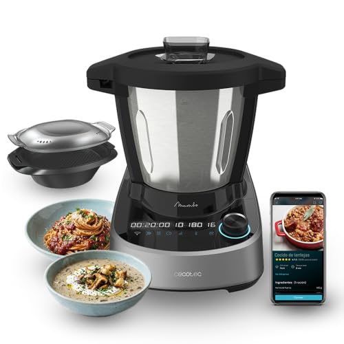 Robot de Cuisine Multifonction Mambo 11090 Daily. Capacité 3,3 L, 37 Fonctions, 4 Préparations simultanées, Tactile, APP Mambo avec Livre de Recettes, Balance et Bol en Acier Inoxydable