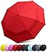 EEZ-Y Travel Umbrellas for Rain - Wind Resistant w/Open Close Button - Red