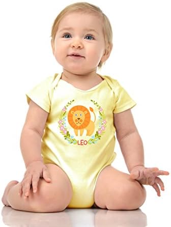 Hobbynica Leo Design - 100% Cotton - Funny Cute Baby Onesie Unisex - Very Comfortable and Soft Material - to Keep Your Baby Feel Like He Still in The Stomach (12 Months, Banana)