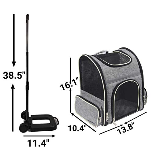 Mr. Peanut's Malibu Series Airline Approved Backpack Stroller Pet Carrier with Detachable Wheel Assembly
