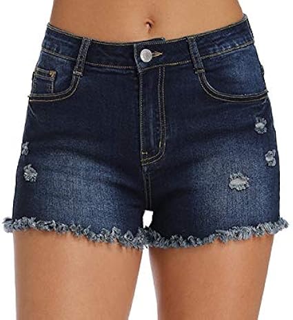 high rise destroyed denim shorts