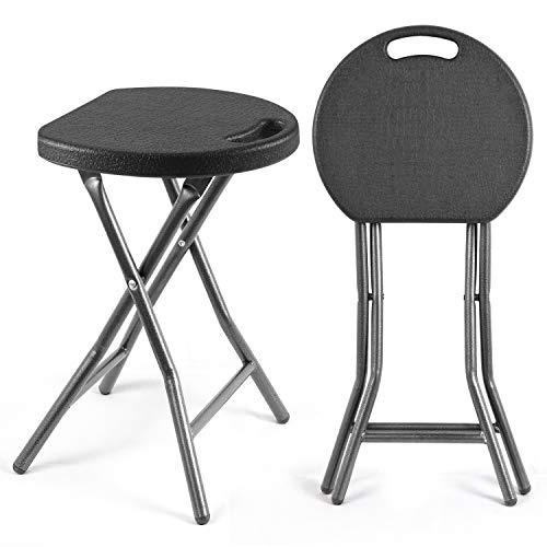 image for Rfiver Portable Folding Stools 18.1-Inch with Handle and 300 Pound Cap