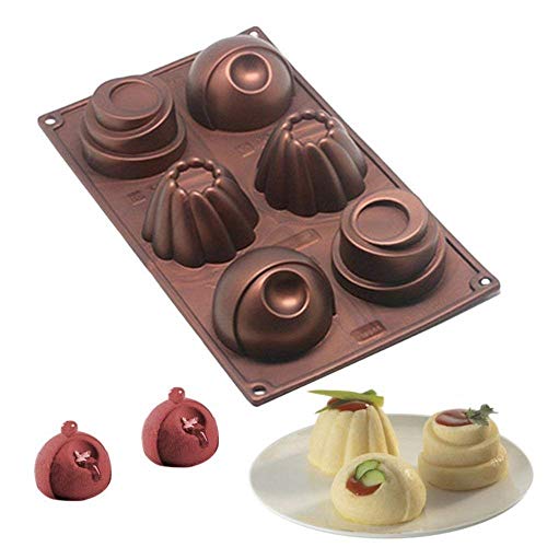 Wewin Silicone 6 Cavity Chocolate Cake Mold Tool for Baking Jelly Pudding Dessert Mousse Handmade Soap Frozen Ice