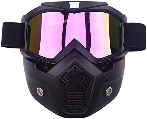 GURBIK Motorcycle Helmet Motocross Face Mask with Detachable Goggles (Rainbow)