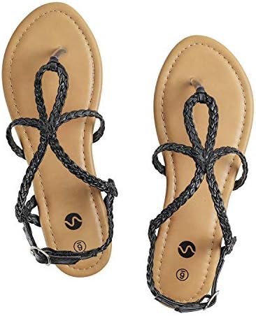 Rekayla Flat Sandals Braided Strap Tong Sandal for Women