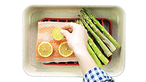 STAN BOUTIQUE Silicone Roasting Rack for 13x9 Oven Pans - Nonstick Baking/Drying/Cooling Rack Fits Small Quarter Sheet Size Cooking Pan (8.5 X 12 Inches), Red - Thumbnail 5