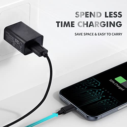 UL Listed Fast Charger for Old and New Kindle Fire Tablets (Designed for use with All Fire Tablets and All Kindle E-Readers)-6.6Ft USB to Micro-USB and USB-C 2IN1 Braided Cable