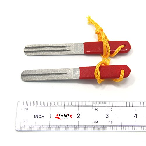 SAMSFX Dual Grit Diamond Fishing Hook & Knife Sharpening File Fly Fishing Tool (Red Hook Sharpeners)