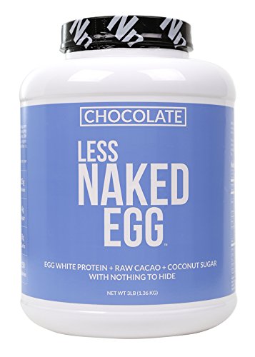 CHOCOLATE LESS NAKED EGG – Non-GMO Egg White Protein Powder from US Farms – 3lb Bulk, No Additives, Paleo, Dairy Free, Gluten Free, Soy Free – 25g Protein, 36 Servings