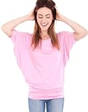 Aqua Blue Ladies Short Dolman Wing Sleeve Long Top