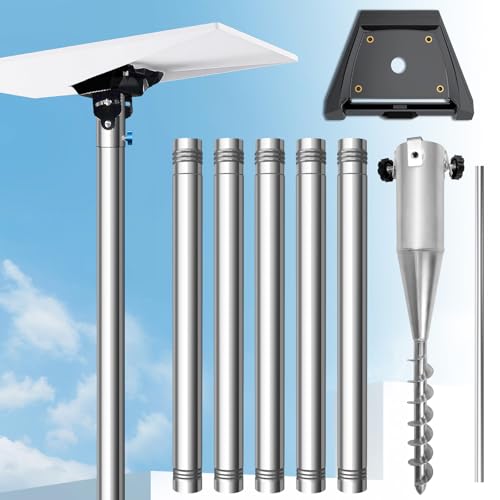 Starlink Gen 3 Pole Mount Kit, Ybervont 10Ft Starlink Ground Pole Mount Gen 3, Features 1.5'' Diameter Stainless Steel Pole with No-Dig Spiral Ground Anchor, Starlink Mounting Kit Gen 3 Pipe Adapter