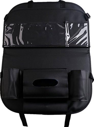 Tokept PU Leather Car Backseat Organizer Car Backseat Organizer Kick Mat & Seat Back Protector Multiple Pockets High Elasticity Folding dining table (BLACK 1 pack)