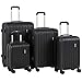 Murtisol ABS Hardside Luggage Sets With Spinner Dual Wheels,Black,4-Piece Set(16/20/24/28)…