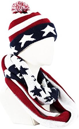 Women's Winter Knit Warm Circle Infinity Scarf and Double Layer PomPom Beanie Hat