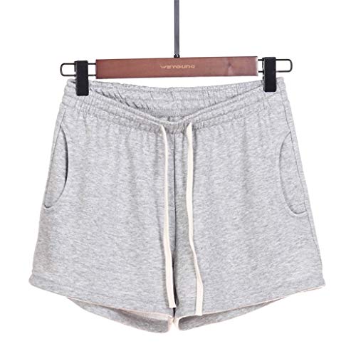 Women Short Pants, JOYFEEL â¤ï¸ Ladies Cotton Linen Casual Elastic Waist Pants Drawstring Solid Summer Walking Shorts Light Gray