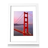 BOJIN Wooden A4(29.7x21cm) Table Top Picture Frame Wall Photo Frame for Portrait or Landscape Holds 6x8 with Mat-White