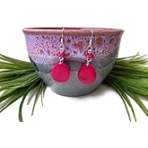 Tagua nut earrings in fuchsia pink, dangle earrings, tagua nut jewelry Tag222