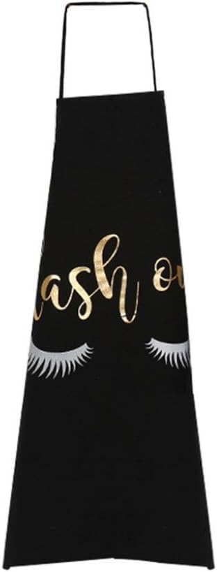 good01 Unisex Lovely Household Cooking Kitchen Cotton Apron Eyelash Pattern Cook Wear (Black)