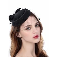 Zivyes Fascinator Hats for Women Pillbox Hat with Veil Headband and a Forked Clip Tea Party Headwear