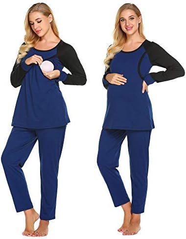 Dorani Women Maternity Pajama Sets Casual O-Neck Long Sleeve Loose Loungwear Set