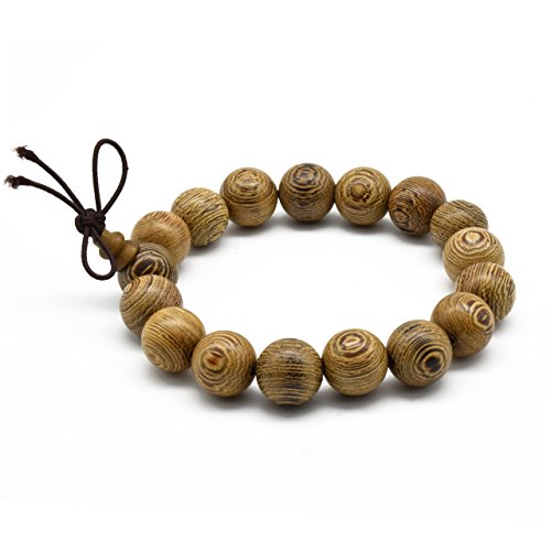 Zen Dear Unisex Natural Wenge Mala Prayer Beads Necklace Bracelet Meditation Buddhist Rosary Mala Beads (12mm 17 Beads)