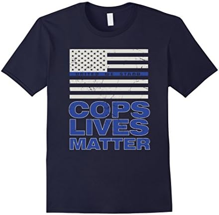 Men's Thin Blue Line Flag Police Tshirt Cops Lives Matter Original Medium Navy