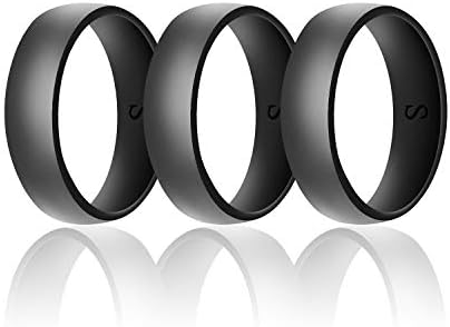 Mens Silicone Wedding Ring&Durable Rubber Wedding Bands Safe and Weight Lifting for Workout and Active Athletes Width 8mm