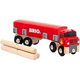 BRIO World 33657 - Lumber Truck | 6-Piece Wooden Toy Train Set | Ideal for Kids Ages 3 and Up | Made with Sustainable Wood | Magnetic Crane Compatible