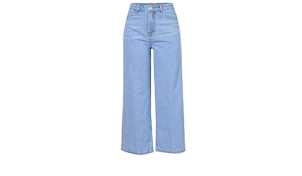 Mujer Cintura Alta Doble Faz Dividida Pantalones Suelta Pantalones Pierna  Ancha Pantalones Ocho Puntos Jeans,LightBlue-42: Amazon.es: Ropa