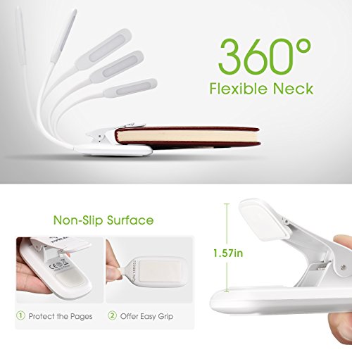 image for LED Reading Light, TopElek Rechargeable Book Light, 3-level Brightness