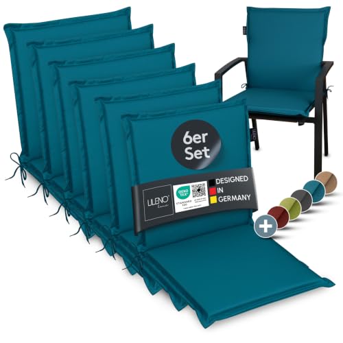 LILENO HOME Gartenstuhl Auflagen [6er Set - Niedriglehner] in Petrol