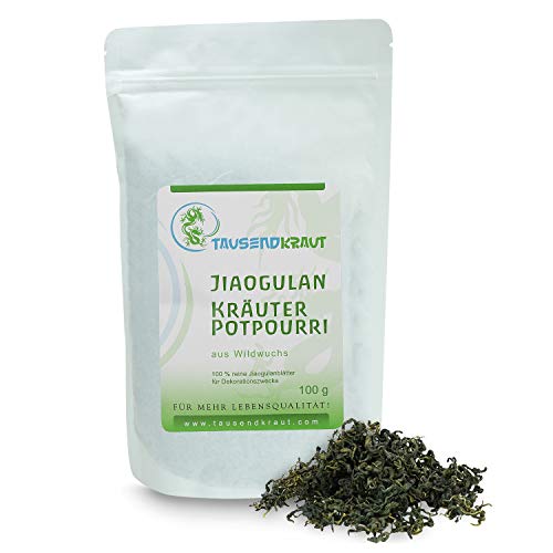Jiaogulan - das Original seit 2006 - aus kontrolliertem Wildwuchs Anbau in den Bergen von Hunan - Premium Tausendkraut Qualität - Labor geprüft - 100g