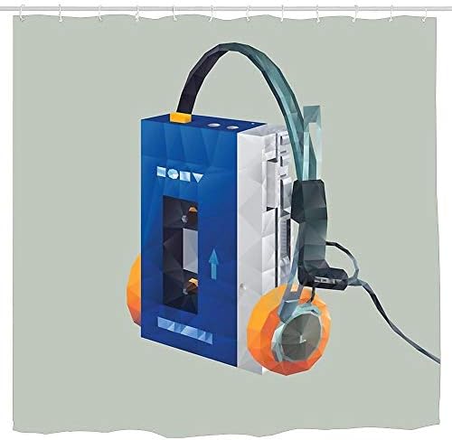 Wlioohhgs Sony Walkman TPS-l2 with Mdr-5a Headphone Polygon Art Waterproof Shower Curtain Unique Designer Cool Bathroom Curtains Digital Print Curtains Colorful 6072 inch