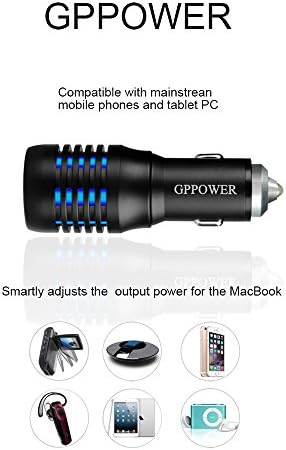 GPPPOWER Car Charger with Dual USB Port and Stainless Steel Mini Portable QC3.0 Quick Charger for IOS Android Mobile Phones and Tablets (black)