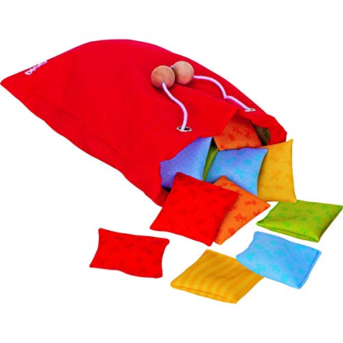 goki 56828 - Fühlmemo Kissen aus Holz, Textil und Glas, Lernspiel für die ganze Familie, unterschiedliche Oberflächen innerhalb des Kissens, Förderung Feinmotorik und Tastsinn, 20-er Set, ab 3 Jahren – Bild 4