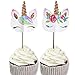 Kapoklife 1 11 48 Rainbow Cupcake Picks, Double Sided Unicorn Cake Toppers with 24-Pack Thank You Stickers, Birthday Baby Shower Party Decoratio, 1