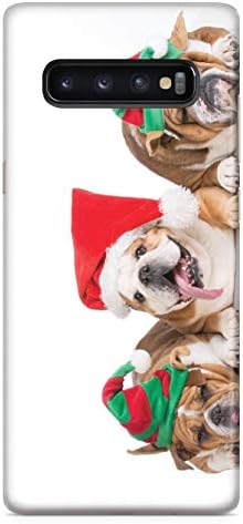 Inspired Cases - 3D Textured Galaxy S10 Plus Case - Rubber Bumper Cover - Protective Phone Case for Samsung Galaxy S10 Plus - Bulldog Christmas Trio