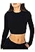 Cutiefox Women Sexy Criss Cross Back Long Sleeve Crew Neck Tee Shirt Tops,Black,US 2