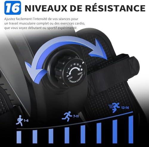Rameur d'Appartement à 16 Niveaux de Résistance Magnétique, Rameurs Silencieux Glissière Lisse, Rameurs Appartement Magnétique Ecran LCD, Rameur Musculation Fitness, Rowing Machine Bureau