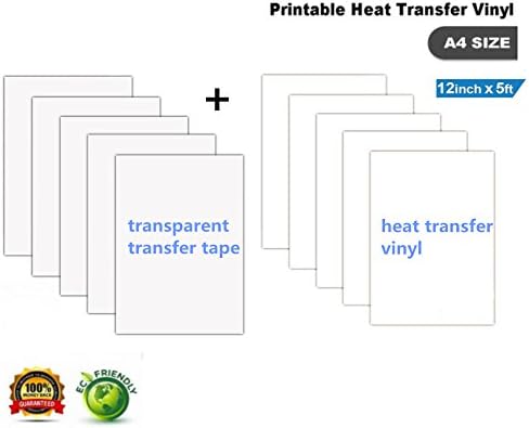 Heat Transfer HTV Iron-On Vinyl Sheets for Inkjet Printers T-Shirt Transfers (5 Sheets) (A4)