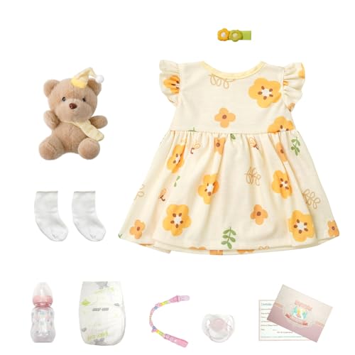 Bebê Reborn Boneca Realista Corpo de Silicone Menina Com Um Ursinho Fofo Cabelo Implantado Realista Original Pintada Corpo Pode dar Banho Dormindo de olhos fechados 48cm