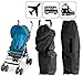 Gate Check Bag w Back Belt for Single Umbrella Strollers, Durable and Lightweight, Water-Resistant, Drawstring Closure with Adjustable Lock, Webbing Handle, Includes Stretch Zipper Pouch, Black