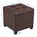 SONGMICS 15 x 15 x 15 Inches Storage Ottoman Cube With Hinged Lid Footrest Stool Coffee Table, Holds Up to 660lb, Faux Leather, Brown